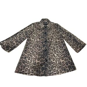 "LOUBEN" Women's Wool & Cashmere Blend Cheetah Print  Coat SZ 12 Mob Wife READ!!